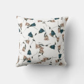 Coussin Bourgogne, Turquoise, Beige Mariage Roses (Verso)