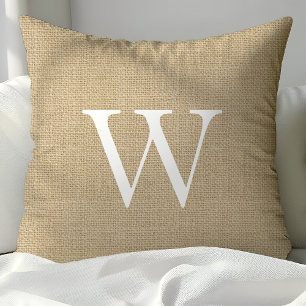 Coussin Bourrage Tan Rustique Monogramme Personnalisé Écou