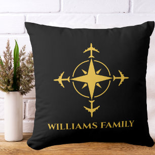 Coussin Boussole d'aviation minimaliste Voyage en avion Pe