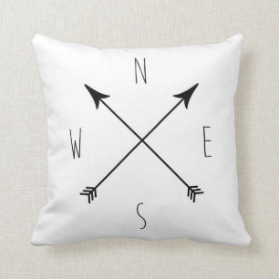 Coussin Boussole noire et blanche minimale