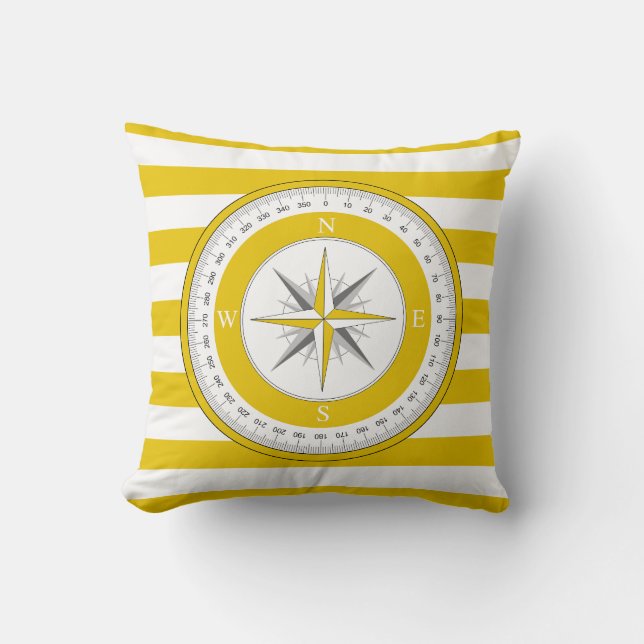 Coussin Boussole Rose Jaune et blanche (Recto)