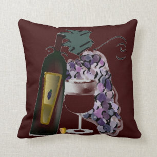 Coussin Bouteille de raisins du vin n
