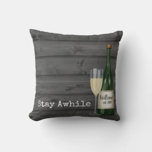 Coussin Bouteille De Vin Sur Bois