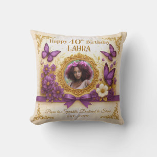 Coussin Bouteille Royale d'or violet personnalisé Cadeau d