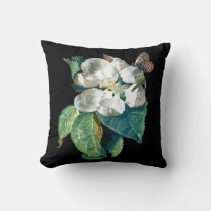 COUSSIN BOUTEILLE SUR LA FLEURS BLANCHES, FLORALE NOIRE