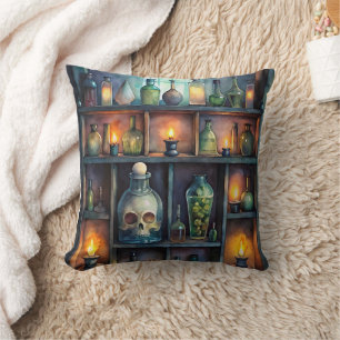 Coussin Bouteilles de potion gothique - Apothécaire foncé