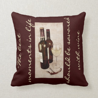 Coussin Bouteilles de vin rustiques et un verre de vin