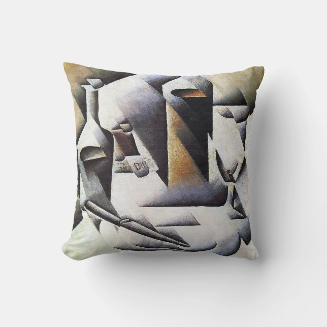 Coussin Bouteilles et couteau, par Juan Gris (Recto)
