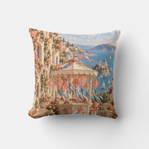 Coussin Boutique de cerf-volant corail Terrasse fleurie mé