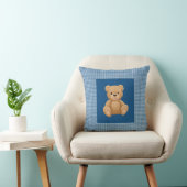 Coussin Bouton bleu classique Houndstooth, Ours en peluche (Chaise)