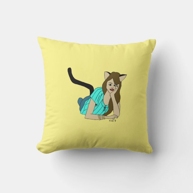 Coussin bouton catgirl (Recto)