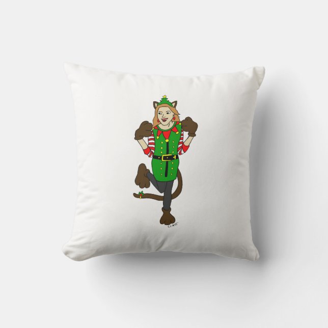 Coussin Bouton de catgirl de Noël (Recto)