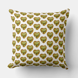Coussin Bouton en pierre gemme à motif cœur verdâtre jaune