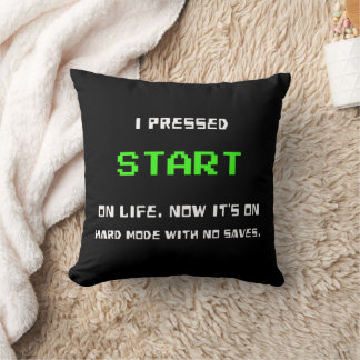 Coussin Bouton START Rétro 8 Bits Pixel Art Joueur Jeux Vi
