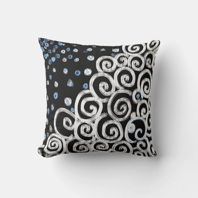 Coussin Boutons blancs simples et gras sur conception liné (Recto)