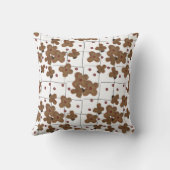 Coussin Boutons Rouges Fleurs en Papier Brun sur Fond Blan (Verso)