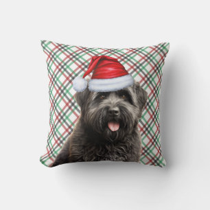 Coussin Bouvier Dog Rouge Vert Plaid Noël