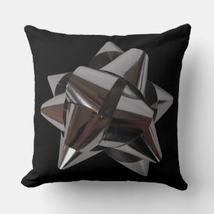 Coussin Bow argenté brillant
