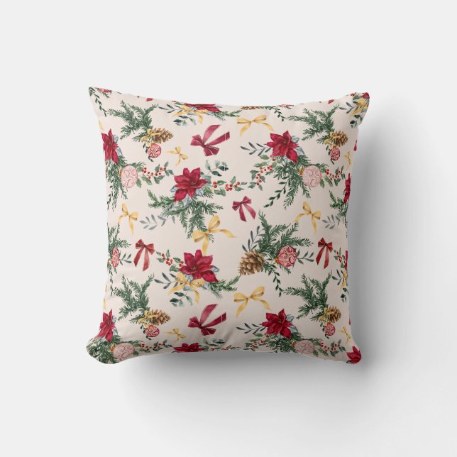 Coussin Bow Bow Motif Bow Bow Bow Bow Bow Bow, hiver rose  (Recto)