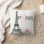 Coussin Bow rose Tour Eiffel Paris France Poodé personnali (Couverture)