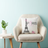 Coussin Bow rose Tour Eiffel Paris France Poodé personnali (Chaise)