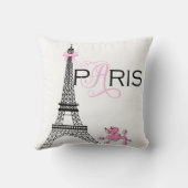 Coussin Bow rose Tour Eiffel Paris France Poodé personnali (Verso)
