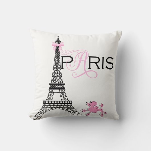 Coussin Bow rose Tour Eiffel Paris France Poodé personnali (Recto)