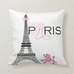 Coussin Bow rose Tour Eiffel Paris France Poodé personnali