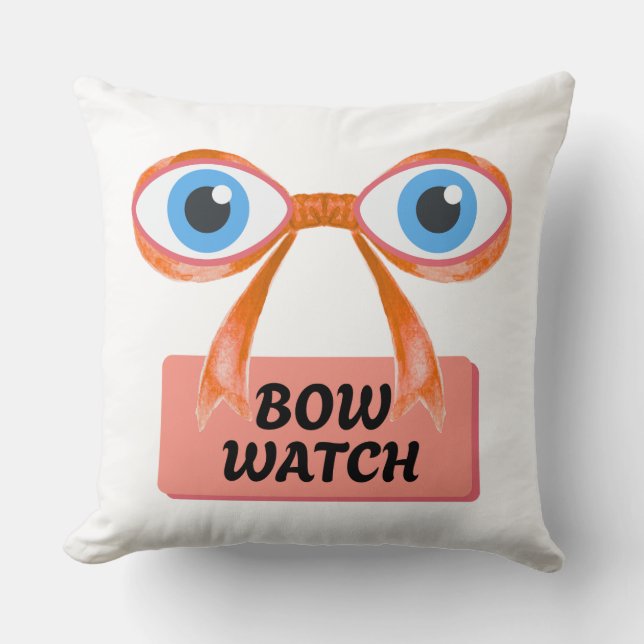 Coussin Bow Watch – Quirky Cartoon (Recto)