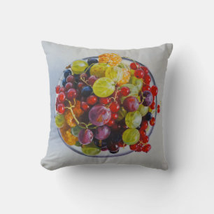 Coussin Bowl of Berries - Hyperréaliste Fruit Still Life