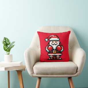 Coussin Boxe Père Noël - Retro Pixel Conception de Noël