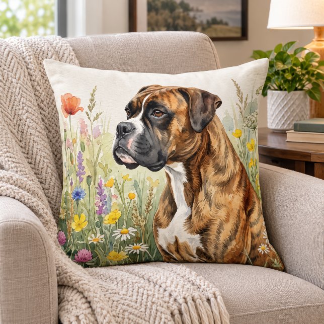 Coussin Boxer Botanique Chien (Créateur téléchargé)