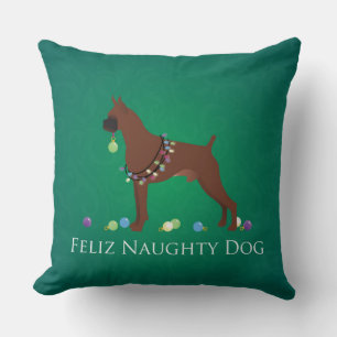 Coussin Boxer Chien Feliz Naughty Chien Design de Noël