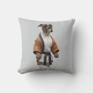 Coussin Boxer Dog Jouer Karate, Karate Champion Boxer Dog