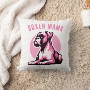 Coussin Boxer Mama : Joli Chien Rose Boxer Silhouette