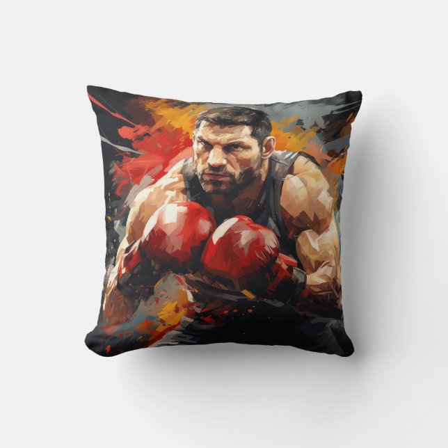 Coussin Boxer Sport Peinture Art Décor Abstrait (Recto)