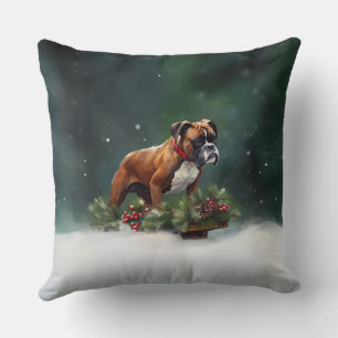 Coussin Boxeur Noël neige hiver