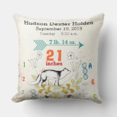 Coussin Boy Nursery Baby Birth Stat Fox Flrow Motif (Recto)