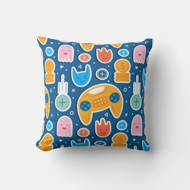Coussin Boys Blue Video Jeu Motif sans couture (Recto)