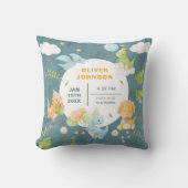 Coussin Boys Cute Blue Dinosaur Birth Stats Baby Nursery (Recto)