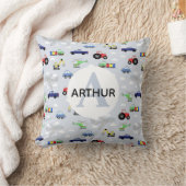 Coussin Boys Cute Car Truck Tracteur Avion et nom Enfants (Couverture)