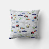 Coussin Boys Cute Car Truck Tracteur Avion et nom Enfants (Verso)