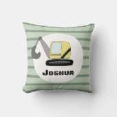 Coussin Boys Cute Construction Digger Excavator et Nom (Recto)