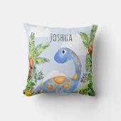Coussin Boys Jungle Aquarelle Dinosaure et nom Enfants (Recto)