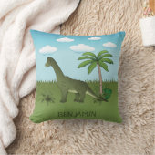 Coussin Brachiosaure dinosaure mignon Ciel bleu Nom person (Couverture)