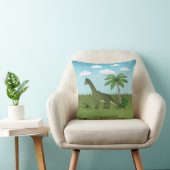 Coussin Brachiosaure dinosaure mignon Ciel bleu Nom person (Chaise)