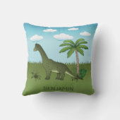 Coussin Brachiosaure dinosaure mignon Ciel bleu Nom person (Verso)