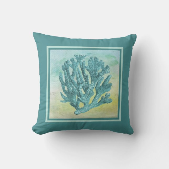 Coussin Branche de corail turquoise foncé (Recto)