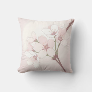Coussin Branche de fleurs de cerisier minimaliste japonais