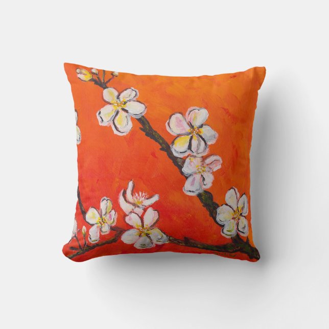 Coussin Branche de floraison blanche au printemps (Recto)